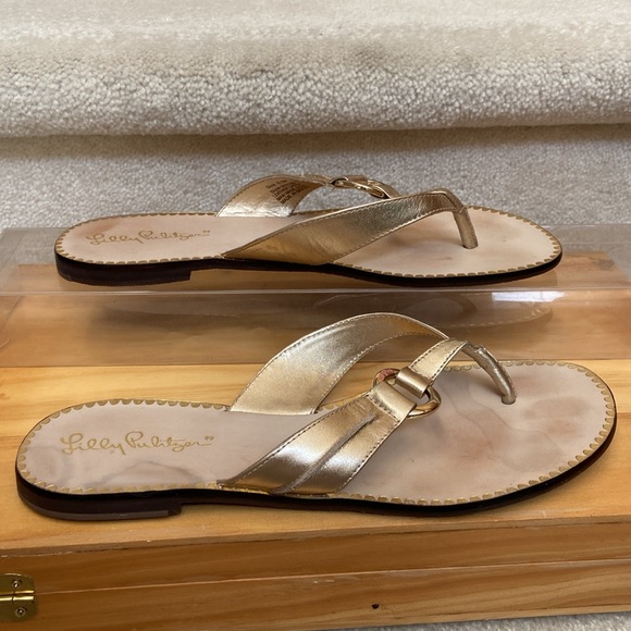 lilly pulitzer leather thong sandals / flip flops - Picture 3 of 12